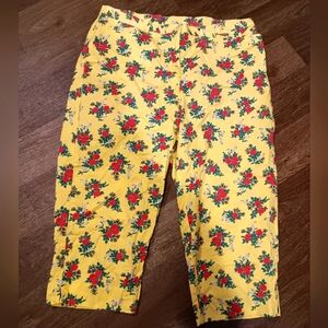 Lauren Ralph Lauren Floral Yellow Cropped Pants Size 18W